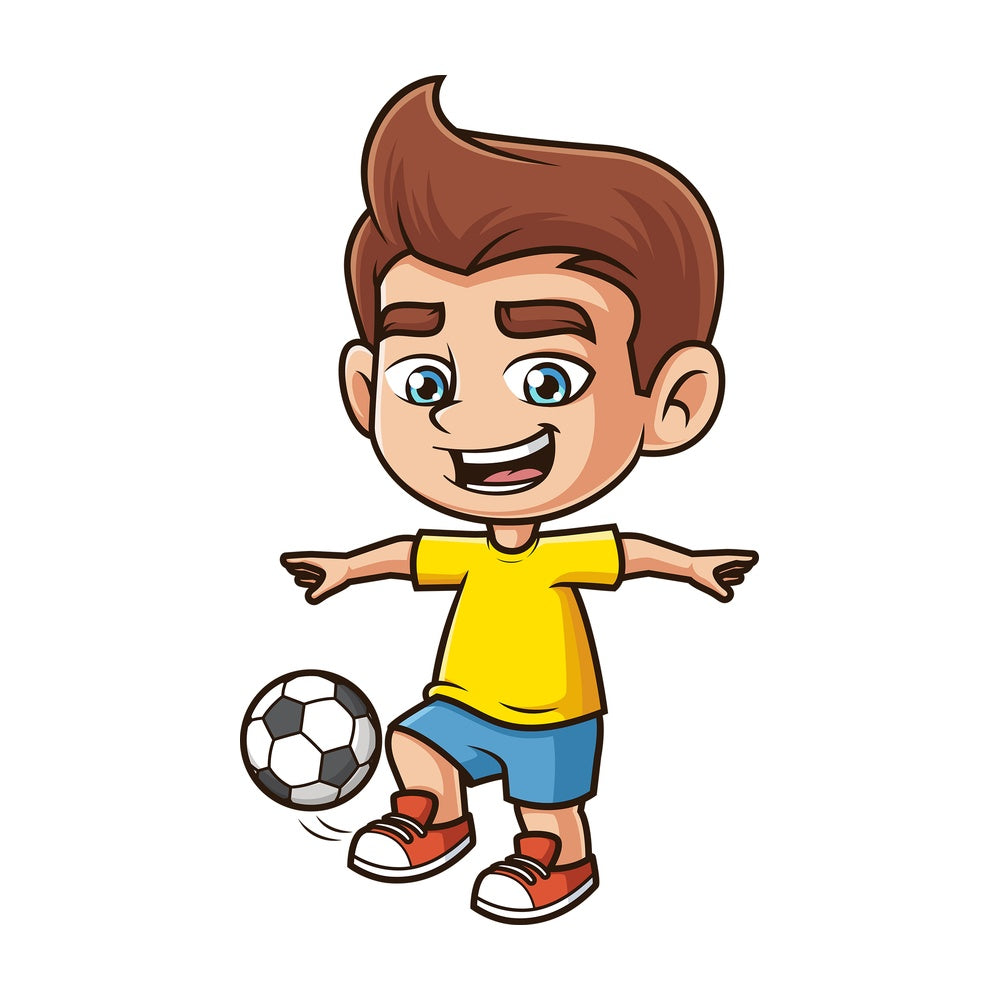 Kid juggling soccer ball. PNG - JPG and vector EPS (infinitely scalable).