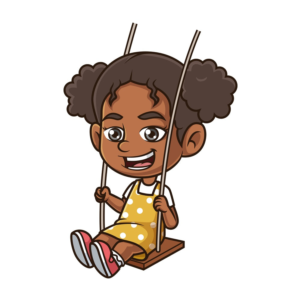 Black girl on a swing. PNG - JPG and vector EPS (infinitely scalable).