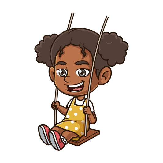Black girl on a swing. PNG - JPG and vector EPS (infinitely scalable).