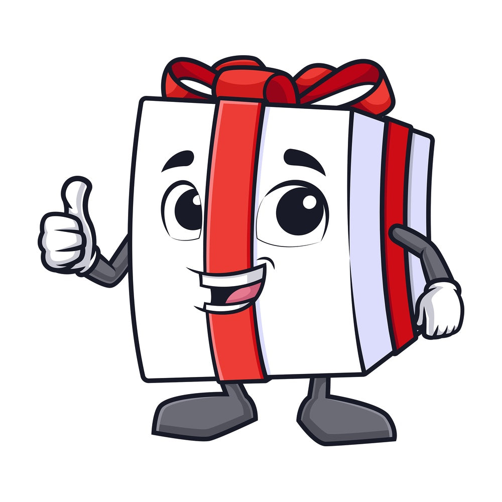 Gift box thumbs up. PNG - JPG and vector EPS (infinitely scalable).