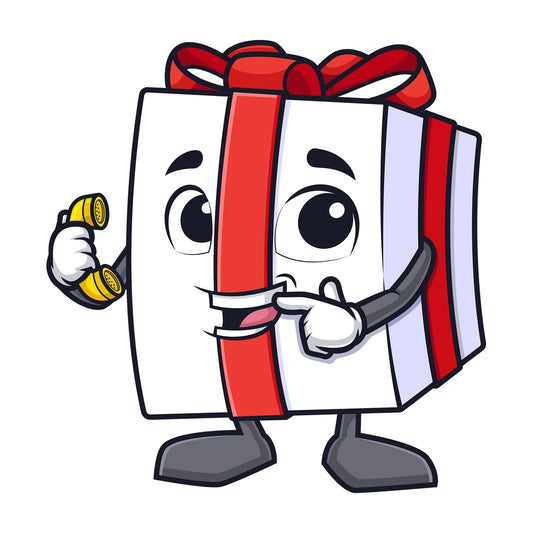Gift box pointing to phone. PNG - JPG and vector EPS (infinitely scalable).