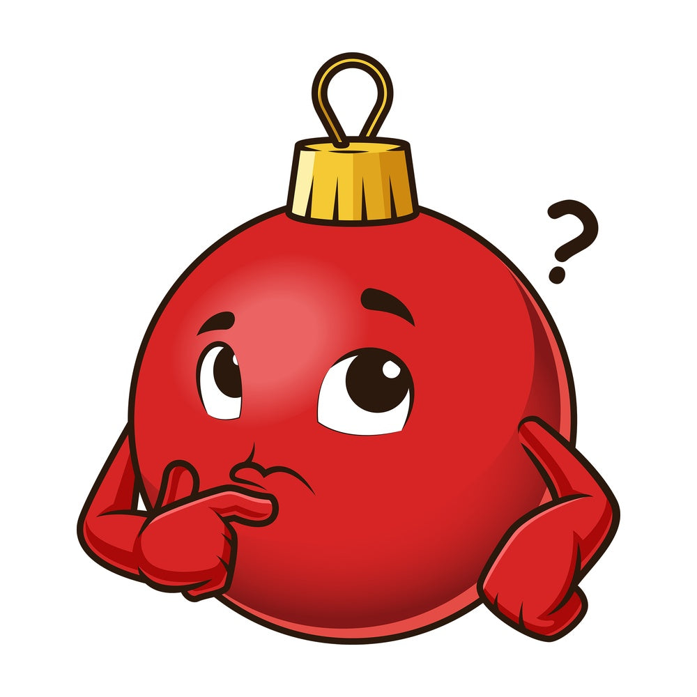 Thinking christmas ball mascot. PNG - JPG and vector EPS (infinitely scalable).