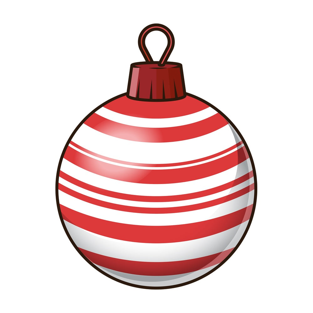 Dark red striped christmas ball. PNG - JPG and vector EPS file formats (infinitely scalable). Image isolated on transparent background.