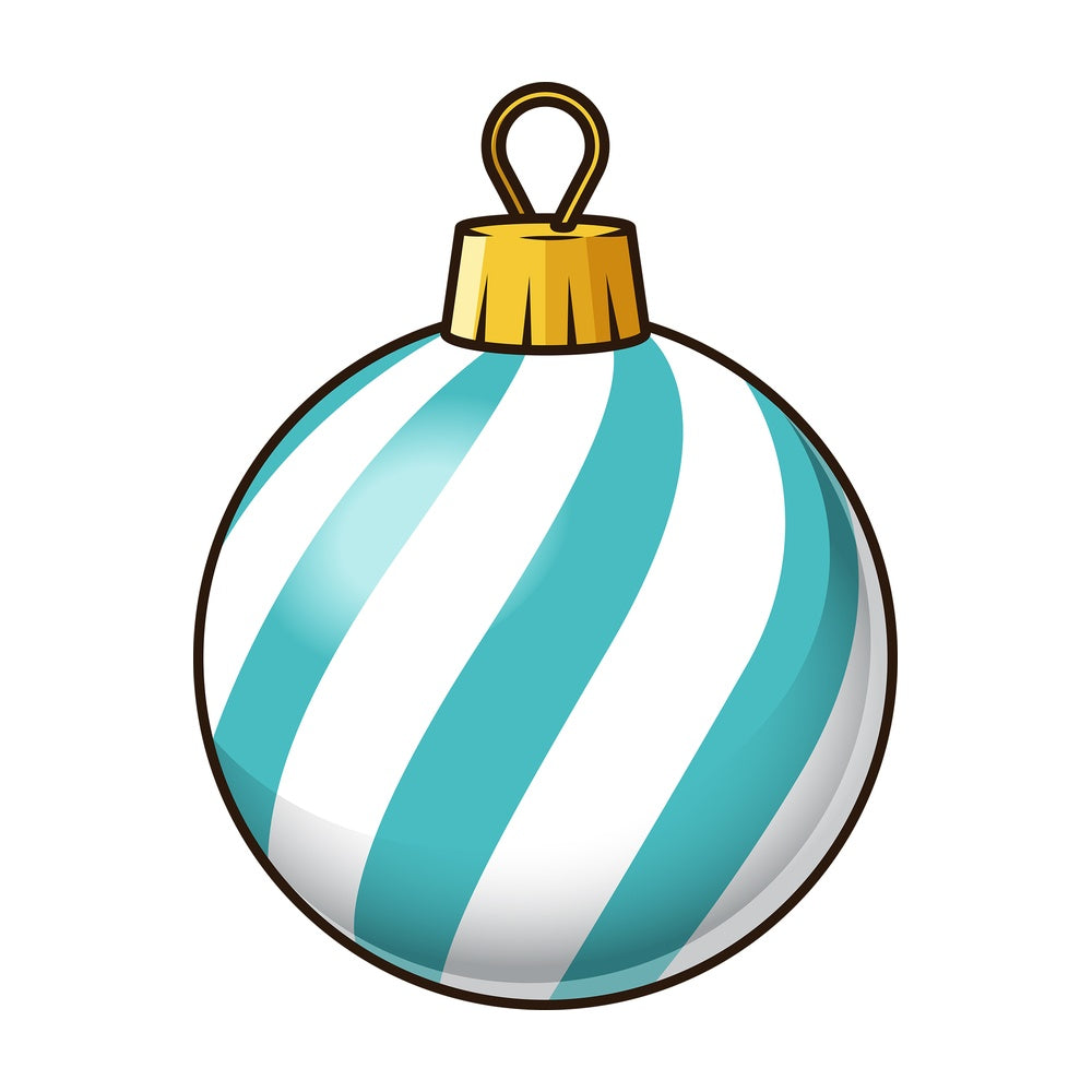 Blue striped christmas ball. PNG - JPG and vector EPS file formats (infinitely scalable). Image isolated on transparent background.
