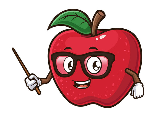 Cartoon apple teaching. PNG - JPG and vector EPS (infinitely scalable).