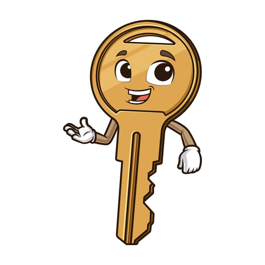 Cartoon key presenting. PNG - JPG and vector EPS (infinitely scalable).