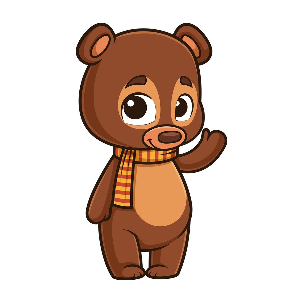 Happy autumn bear waving. PNG - JPG and vector EPS (infinitely scalable).