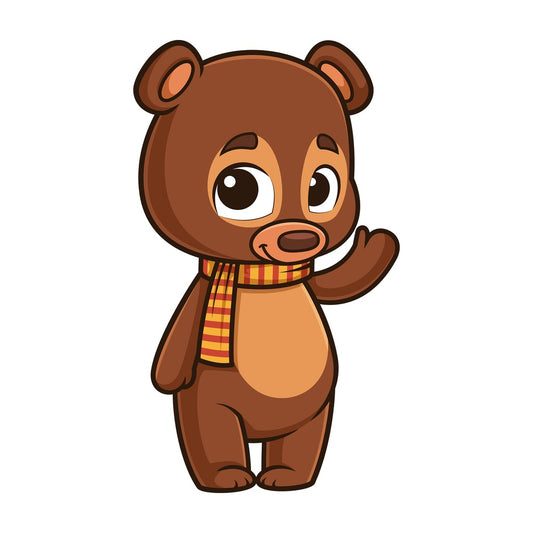 Happy autumn bear waving. PNG - JPG and vector EPS (infinitely scalable).