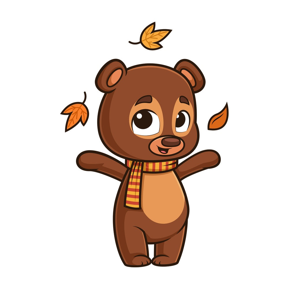 Cute bear autumn leaves. PNG - JPG and vector EPS (infinitely scalable).