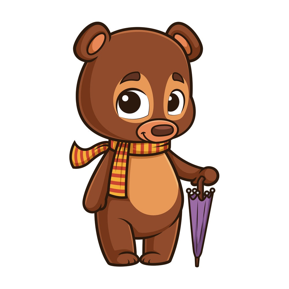 Autumn bear with umbrella. PNG - JPG and vector EPS (infinitely scalable).