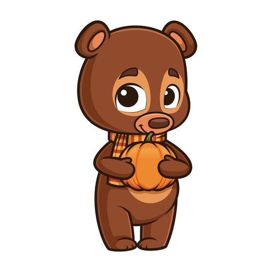 Autumn bear holding pumpkin. PNG - JPG and vector EPS (infinitely scalable).