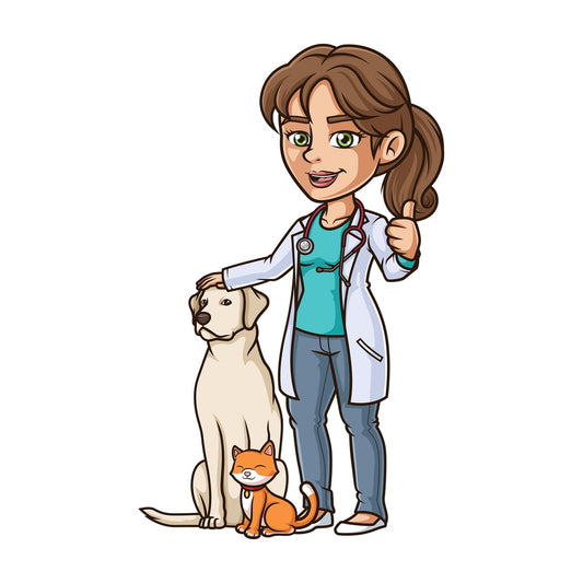 Happy female veterinarian. PNG - JPG and vector EPS (infinitely scalable).
