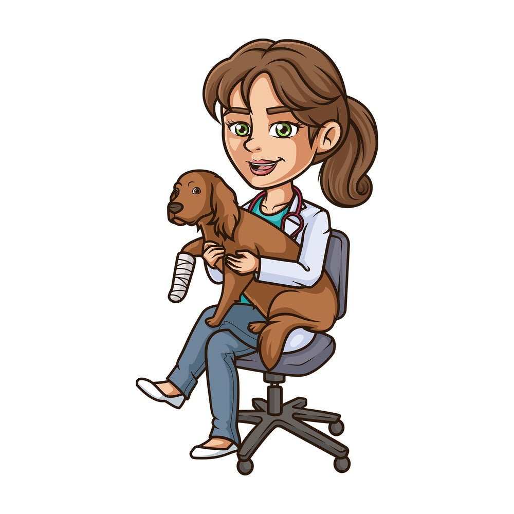 Female veterinarian injured dog. PNG - JPG and vector EPS (infinitely scalable).