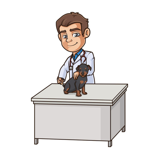 Male veterinarian vaccinating dog. PNG - JPG and vector EPS (infinitely scalable).