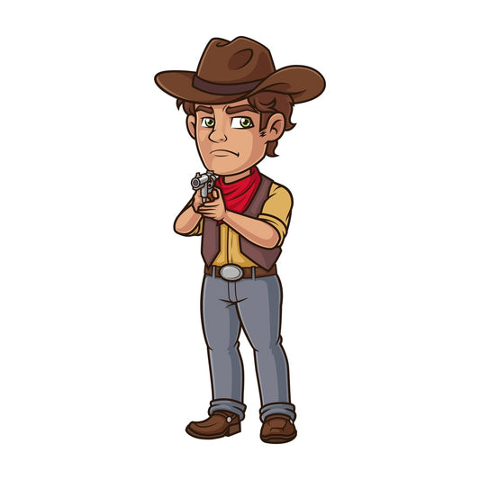Cowboy pointing gun. PNG - JPG and vector EPS (infinitely scalable).