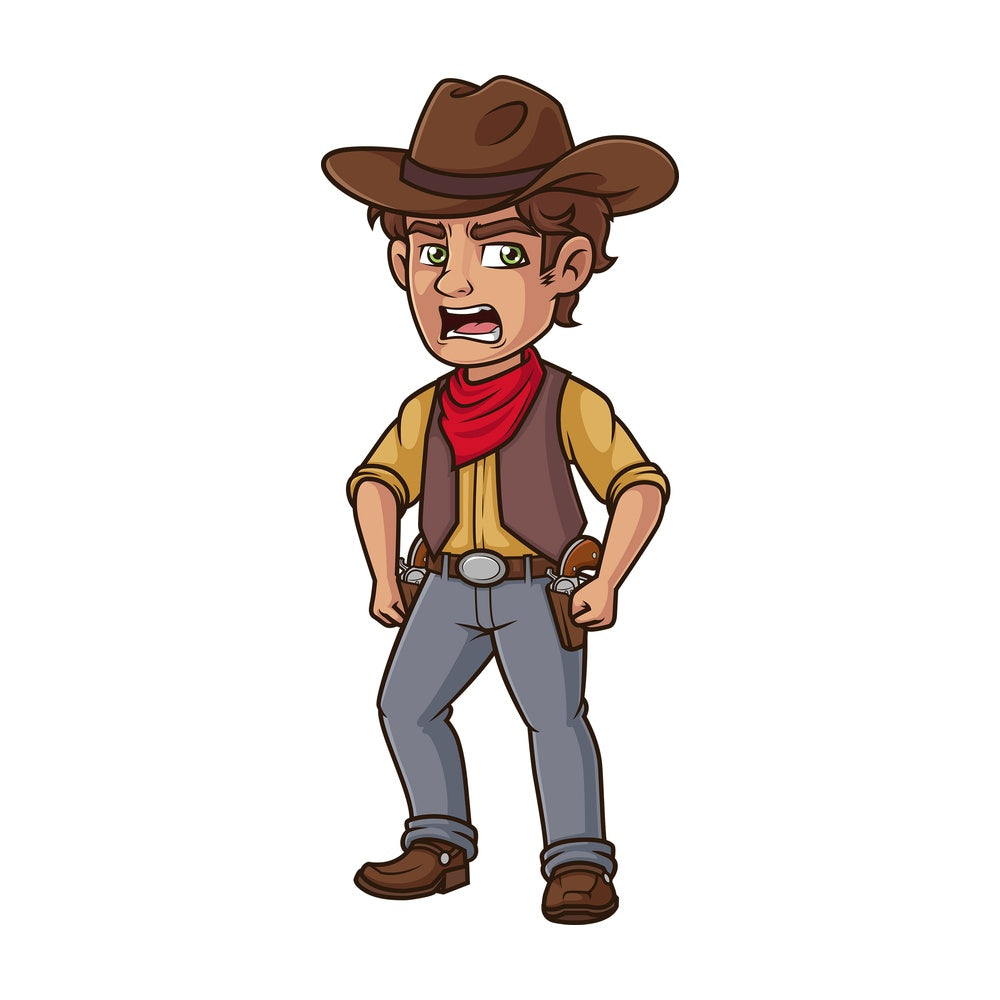 Angry cowboy. PNG - JPG and vector EPS (infinitely scalable).
