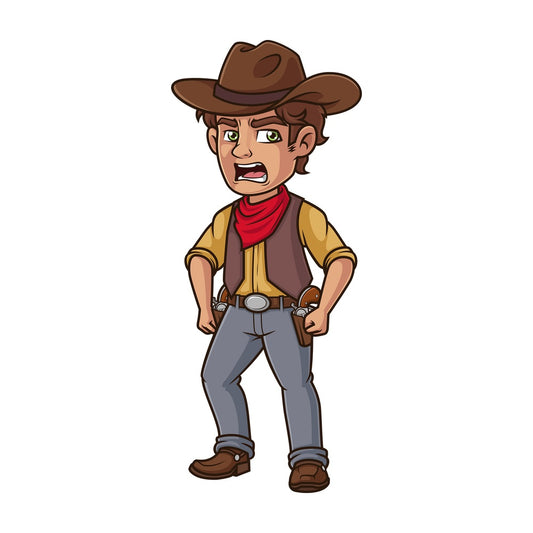 Angry cowboy. PNG - JPG and vector EPS (infinitely scalable).