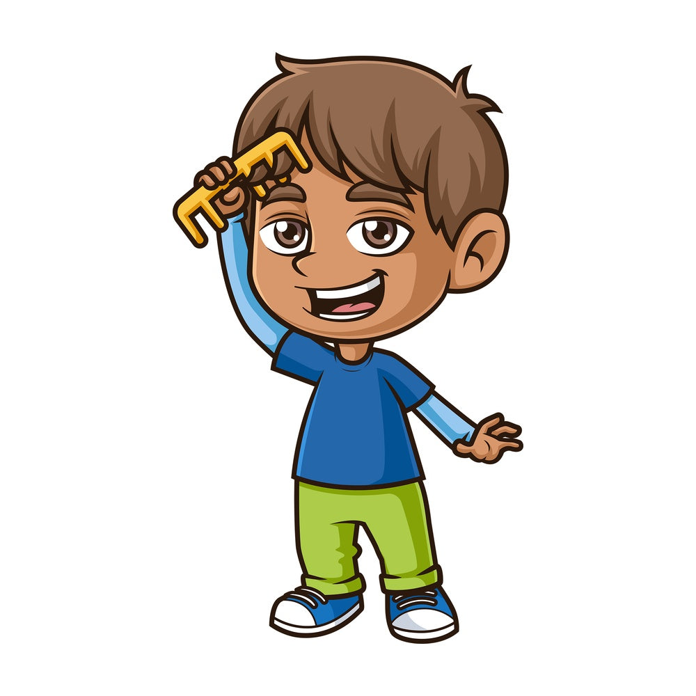 Hispanic boy brushing his hair. PNG - JPG and vector EPS (infinitely scalable).