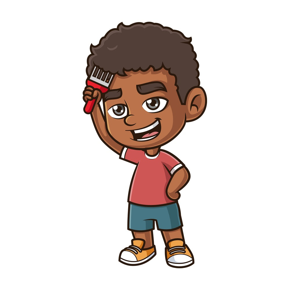 Black boy combing his hair. PNG - JPG and vector EPS (infinitely scalable).