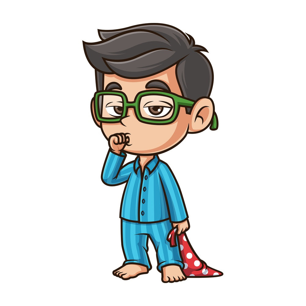 Sleepy boy sucking his thumb. PNG - JPG and vector EPS (infinitely scalable).