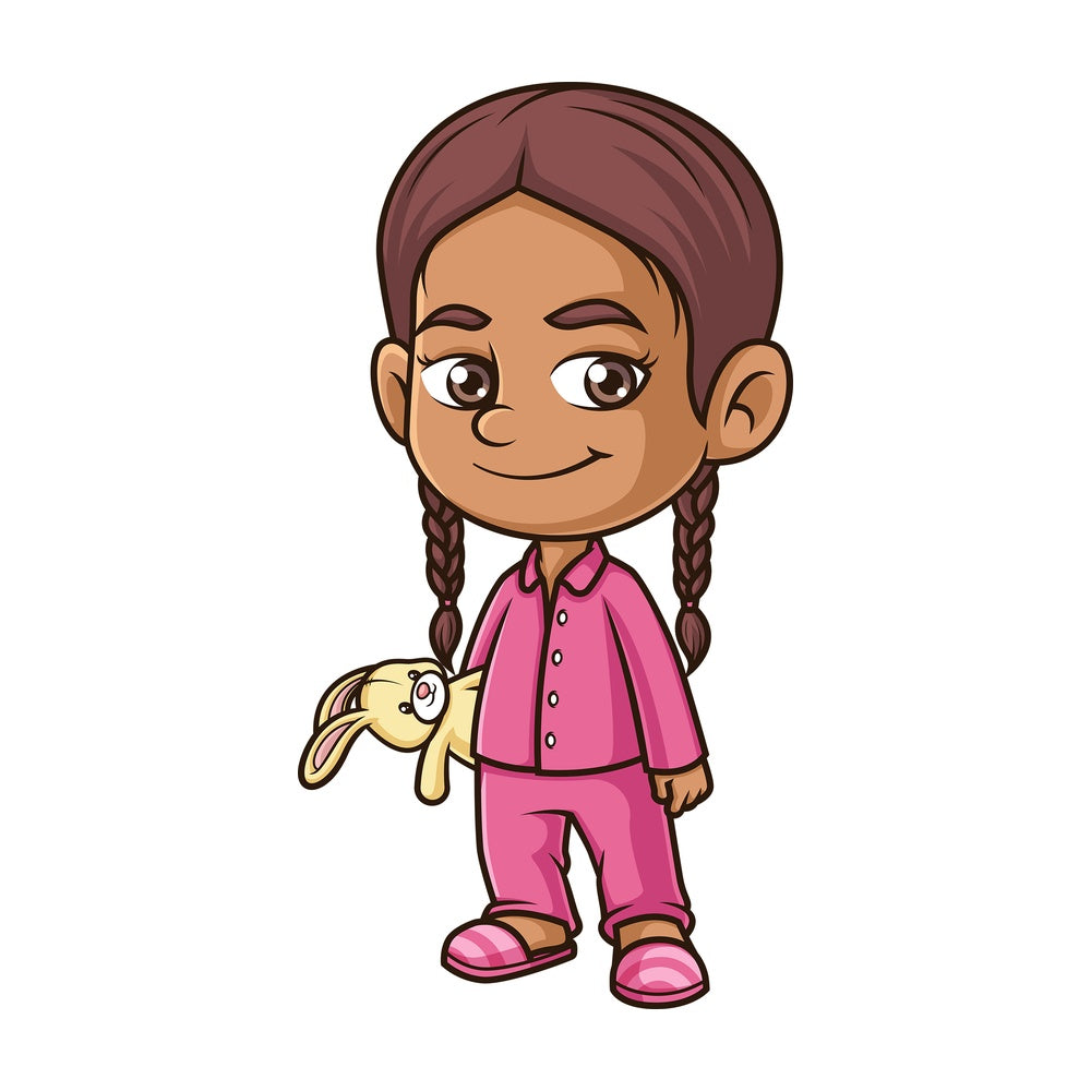 Hispanic girl wearing ]ammies. PNG - JPG and vector EPS (infinitely scalable).