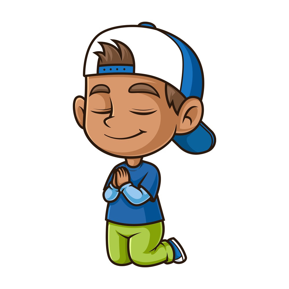 Hispanic boy praying. PNG - JPG and vector EPS (infinitely scalable).