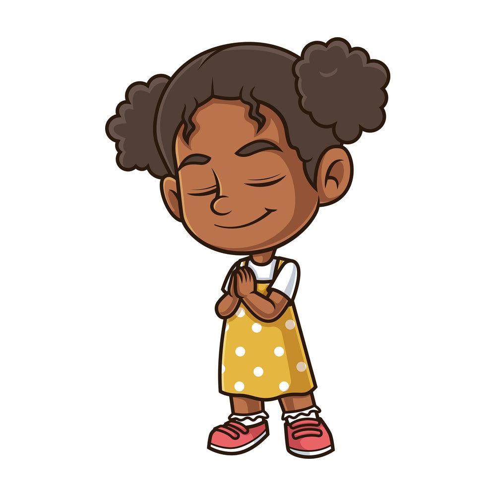 Black girl praying. PNG - JPG and vector EPS (infinitely scalable).