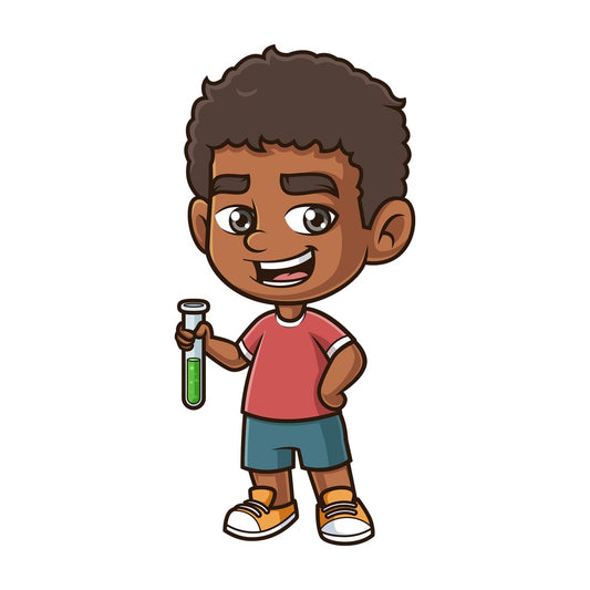 Black boy holding test tube. PNG - JPG and vector EPS (infinitely scalable).