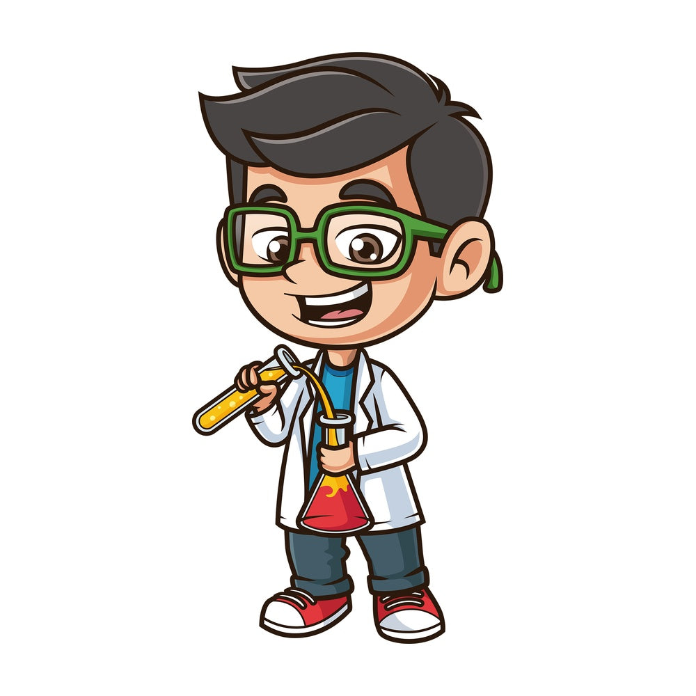Kid scientist with glasses. PNG - JPG and vector EPS (infinitely scalable).