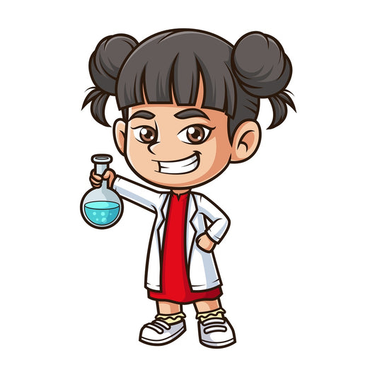 Asian science girl. PNG - JPG and vector EPS (infinitely scalable).