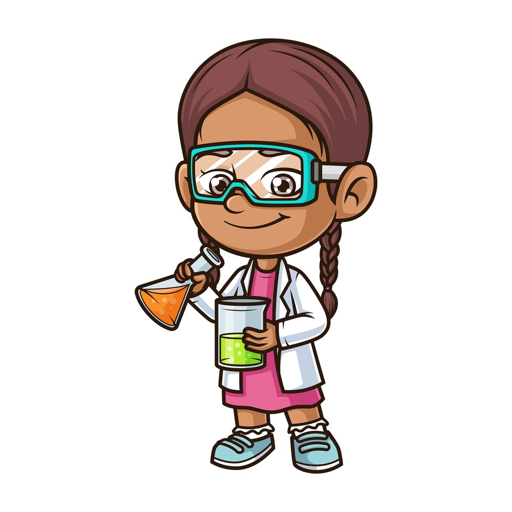 Hispanic girl scientist. PNG - JPG and vector EPS (infinitely scalable).