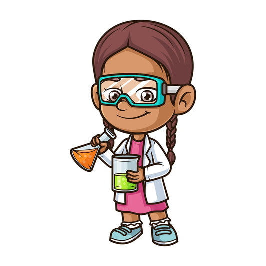 Hispanic girl scientist. PNG - JPG and vector EPS (infinitely scalable).