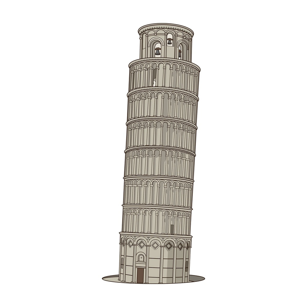 The leaning tower of pisa. PNG - JPG and vector EPS file formats (infinitely scalable). Image isolated on transparent background.