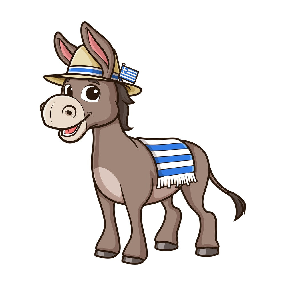 Greek donkey. PNG - JPG and vector EPS file formats (infinitely scalable). Image isolated on transparent background.