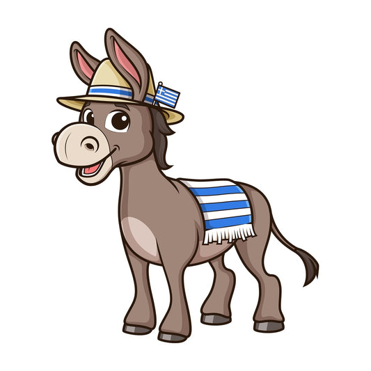 Greek donkey. PNG - JPG and vector EPS file formats (infinitely scalable). Image isolated on transparent background.