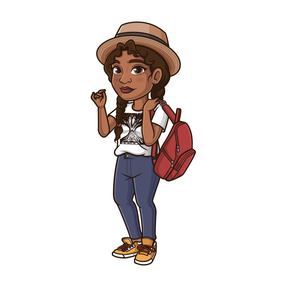Blasian girl. PNG - JPG and vector EPS file formats (infinitely scalable). Image isolated on transparent background.