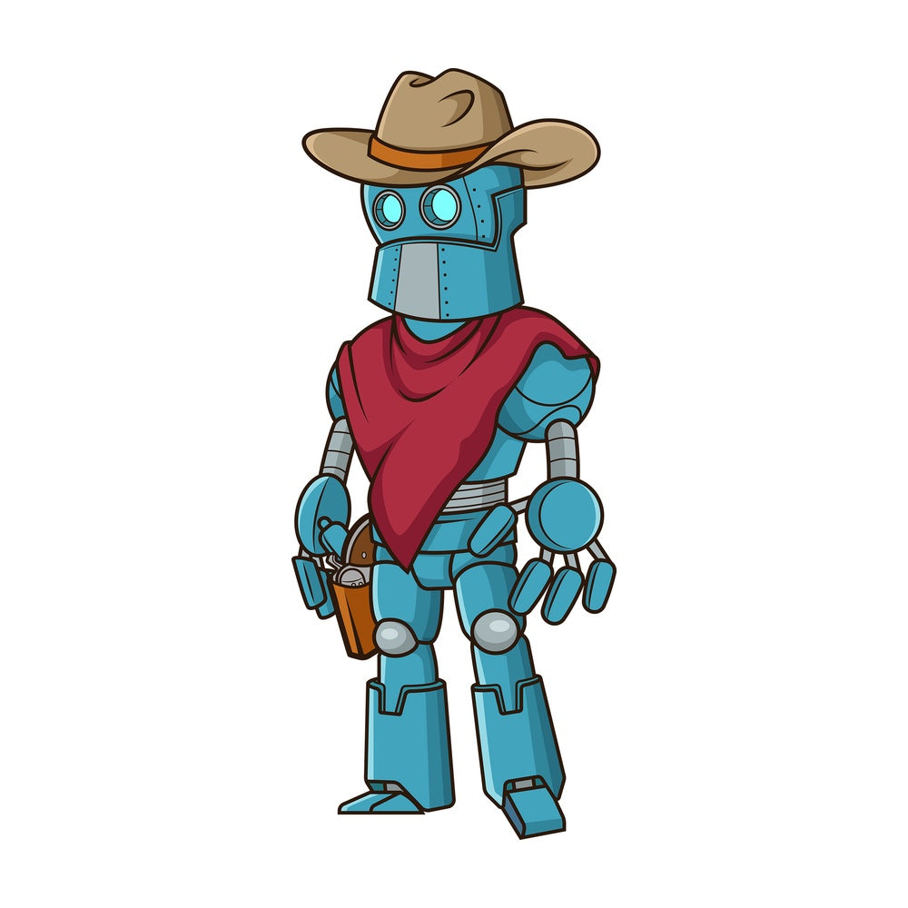 Robot cowboy. PNG - JPG and vector EPS file formats (infinitely scalable). Image isolated on transparent background.