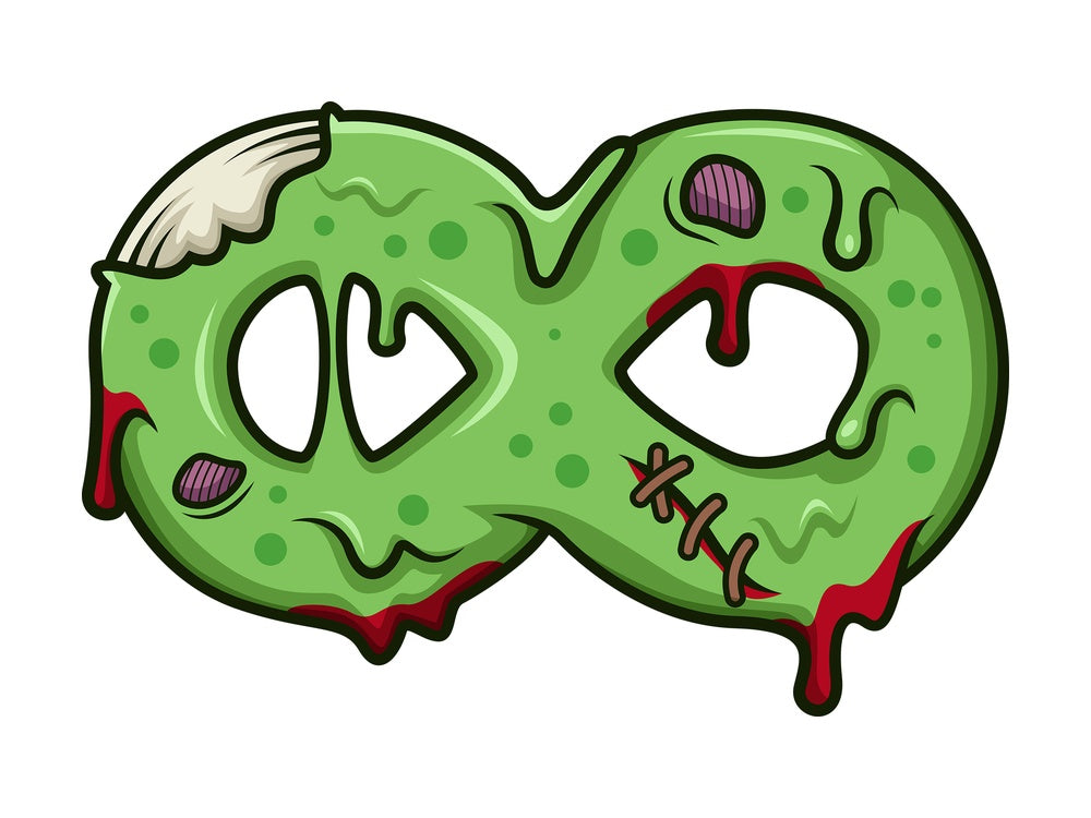 Zombie infinity symbol. PNG - JPG and vector EPS file formats (infinitely scalable). Image isolated on transparent background.