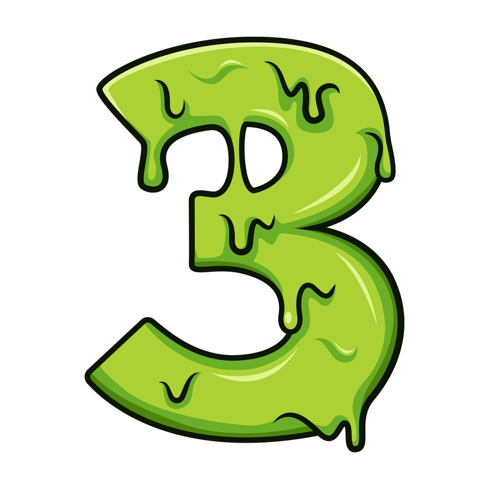 Slime number 3. PNG - JPG and vector EPS file formats (infinitely scalable). Image isolated on transparent background.