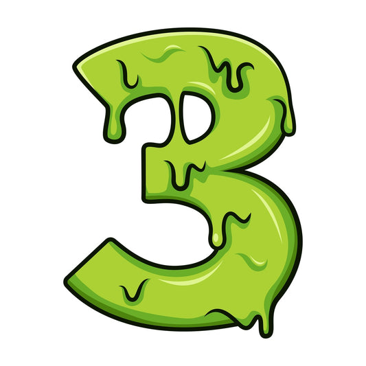 Slime number 3. PNG - JPG and vector EPS file formats (infinitely scalable). Image isolated on transparent background.