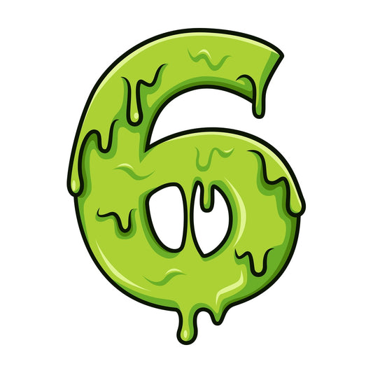 Slime number 6. PNG - JPG and vector EPS file formats (infinitely scalable). Image isolated on transparent background.