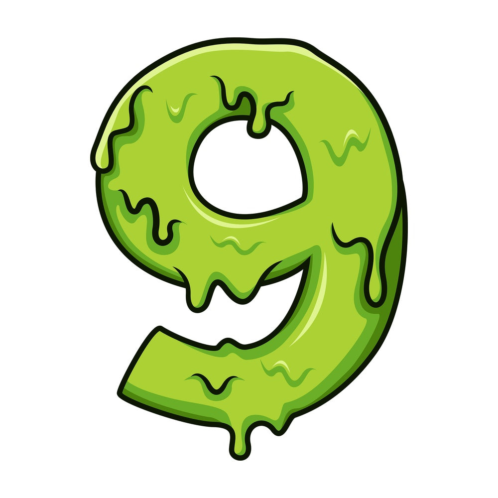 Slime number 9. PNG - JPG and vector EPS file formats (infinitely scalable). Image isolated on transparent background.