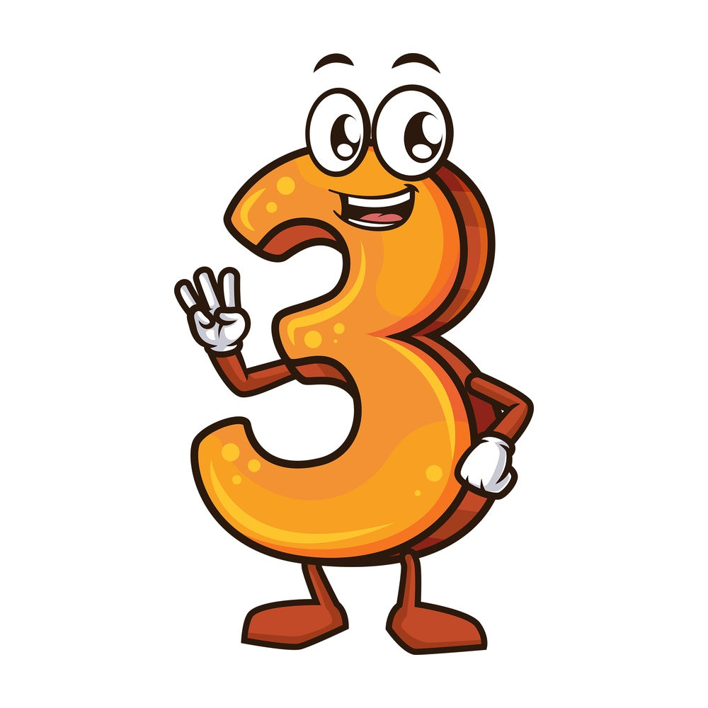 Cartoon number 3. PNG - JPG and vector EPS (infinitely scalable).