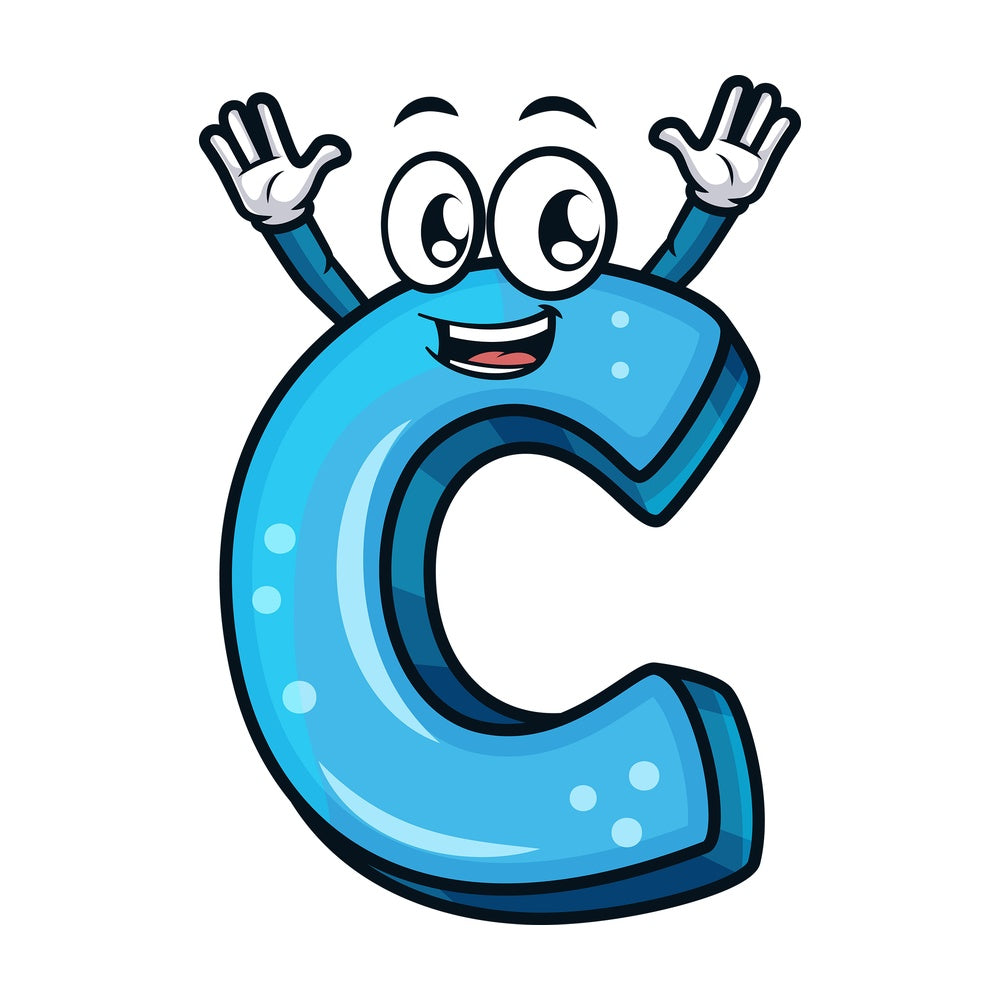 Cartoon letter c. PNG - JPG and vector EPS file formats (infinitely scalable). Image isolated on transparent background.