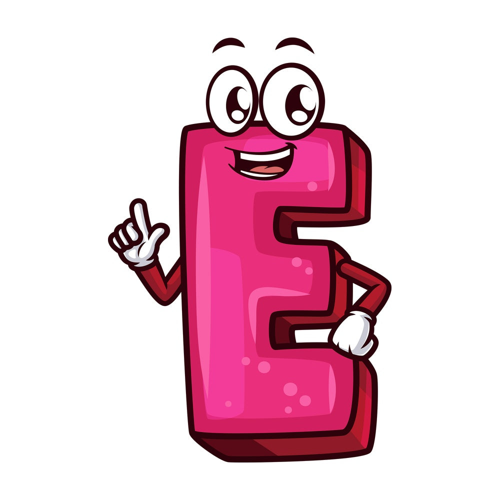 Cartoon letter e. PNG - JPG and vector EPS file formats (infinitely scalable). Image isolated on transparent background.