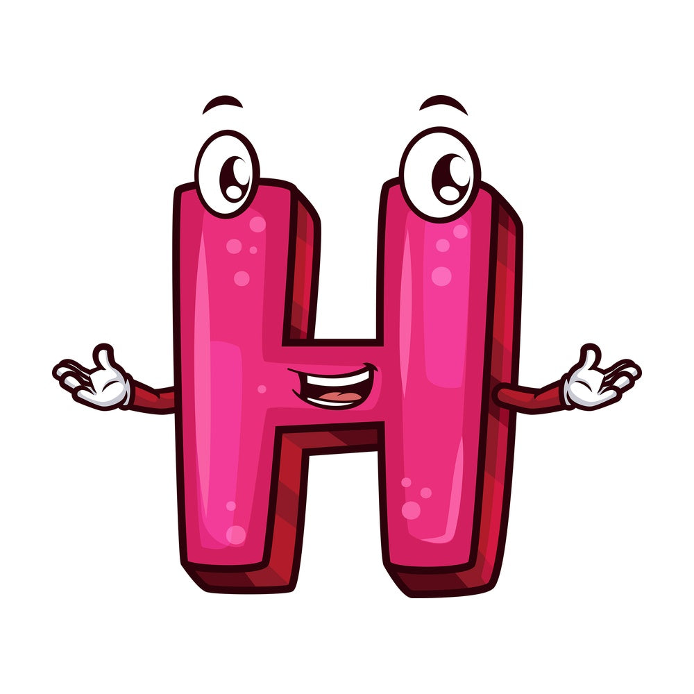 Cartoon letter h. PNG - JPG and vector EPS file formats (infinitely scalable). Image isolated on transparent background.