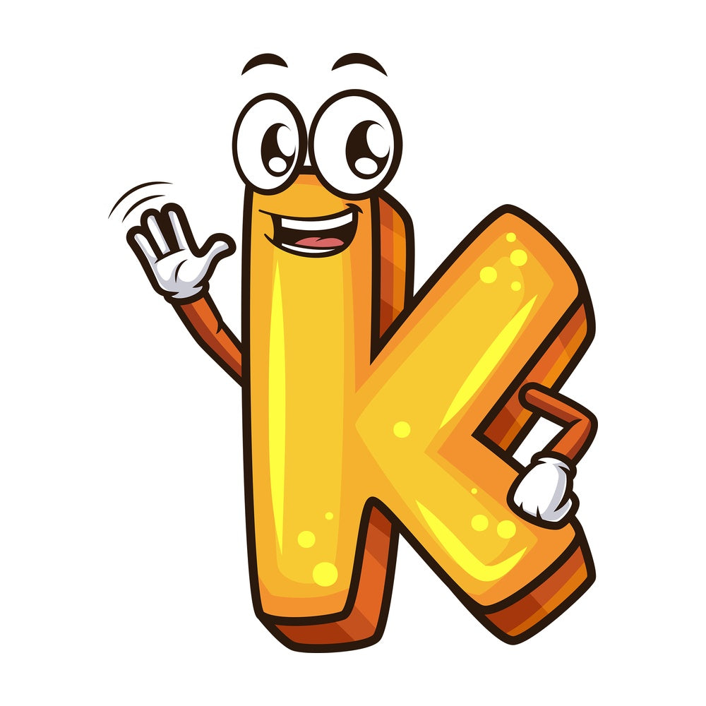 Cartoon letter k. PNG - JPG and vector EPS file formats (infinitely scalable). Image isolated on transparent background.
