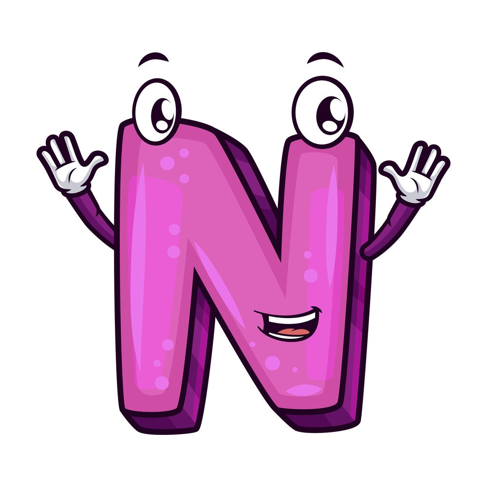 Cartoon letter n. PNG - JPG and vector EPS file formats (infinitely scalable). Image isolated on transparent background.