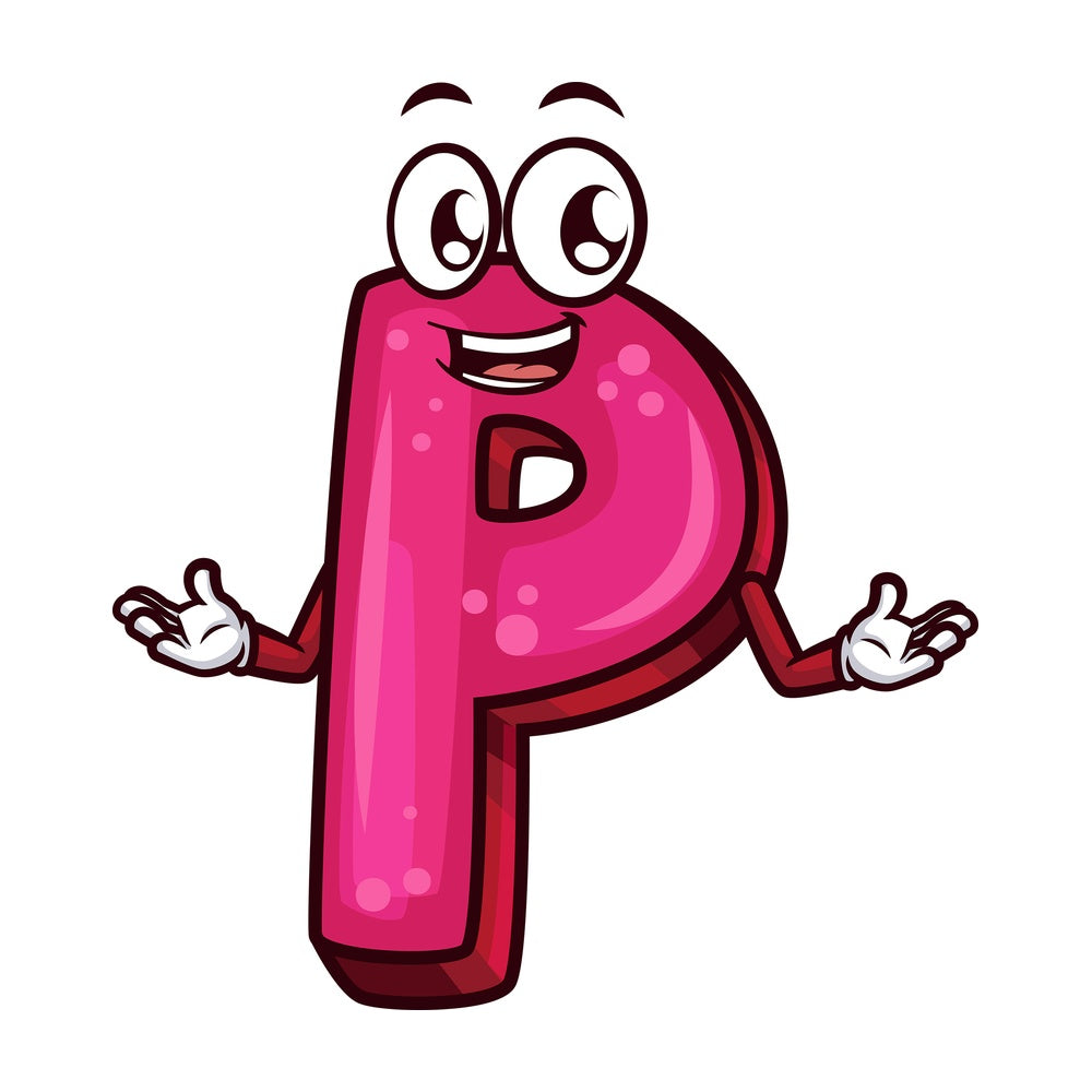 Cartoon letter p. PNG - JPG and vector EPS file formats (infinitely scalable). Image isolated on transparent background.