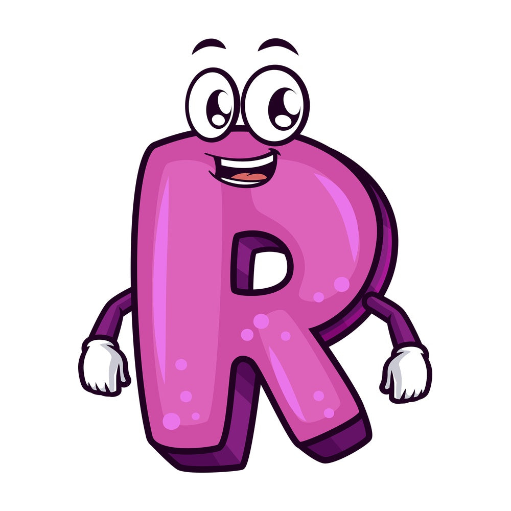 Cartoon letter r. PNG - JPG and vector EPS file formats (infinitely scalable). Image isolated on transparent background.